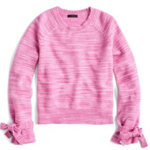J. Crew Pink Marled Tie Sleeve Sweater